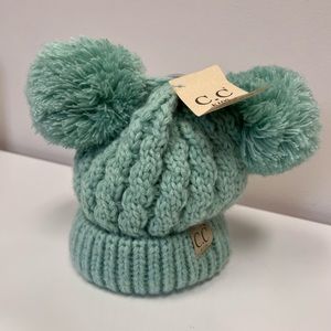 NWT Pom Pom Baby Kids C.C Brand Winter Hat Aqua